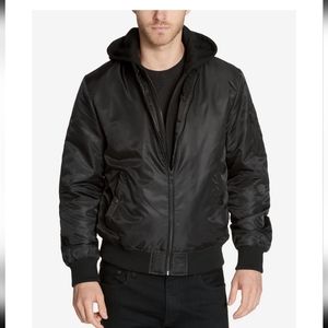 Mens Guess Bomber Zip up Jacket Black Size XXL